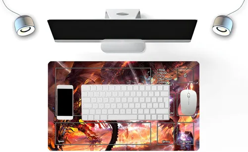 Vista 4 de MTG - Tapete de juego con zonas, Dragon Playmat TCG para MTG DTCG CCG RPG Ship Trading Card Playmats superficie de tela lisa, parte inferior de goma