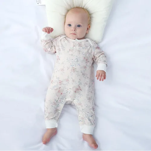 Vista 4 de Mono para bebé, mameluco manga larga estampado, ropa cómoda y bonita de una pieza, ropa diaria con cuello redondo