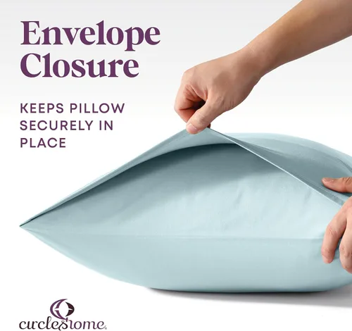 Vista 4 de CirclesHome Fundas de almohada de tamaño estándar, fundas de almohada de mezcla de algodón satinado, fundas de almohada suaves y cómodas, protegen