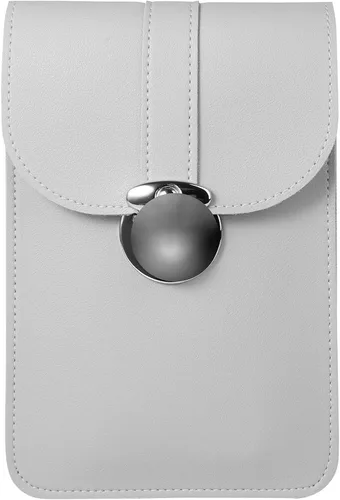 Vista 4 de Bolsos cruzados para teléfono celular, monederos para pantalla táctil con ventana transparente para mujer (gris), Gris
