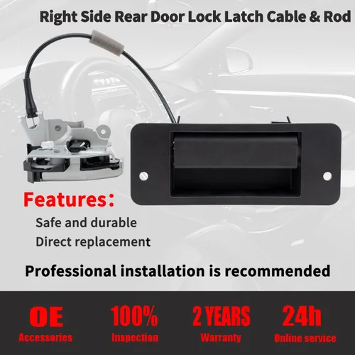Vista 6 de Pestillo de puerta trasera con manija – Lado izquierdo del conductor – Compatible con Ford E150 E250 E350 E450 1992-2019, kit de pestillo de puerta