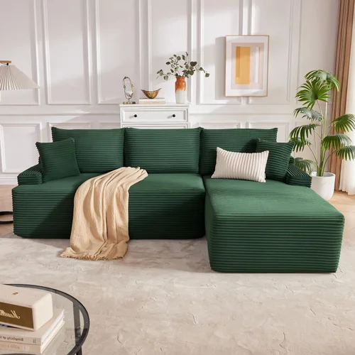Vista 25 de Mangodan - Sofá seccional en forma de nube, sofá sin huesos para sala de estar, sofá seccional modular con asiento profundo, cómodo sofá de felpa