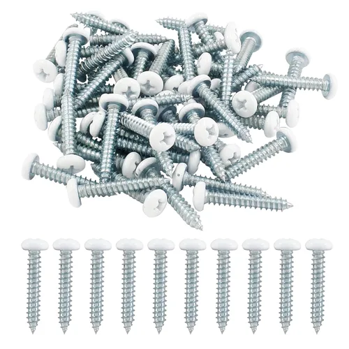 Vista 8 de 120 piezas de tornillos de cabeza plana blancos #6 x 1, tornillos autorroscantes Phillips para chapa metálica para madera
