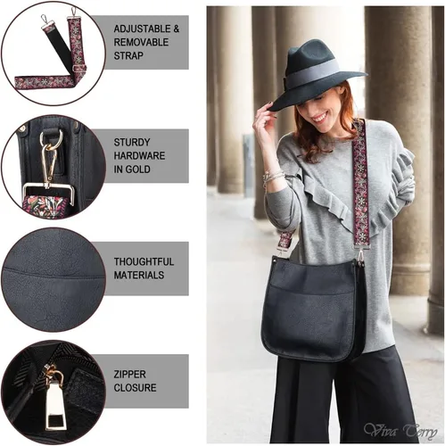 Vista 5 de Viva Terry - Bolsa bandolera de cuero vegano, moderna, con correa ajustable
