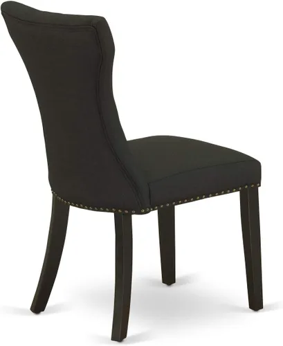 Vista 9 de East West Furniture DLGA5-BLK-24 - Juego de mesa de cocina de 5 piezas para 4 personas, incluye una mesa de comedor redonda con gotas y 4 sillas