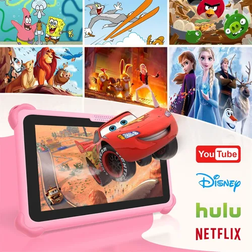 Vista 2 de Tableta para niños, tabletas de 7 pulgadas para niños de 3 a 12 años, tableta para niños pequeños con funda de soporte, tabletas de computadora
