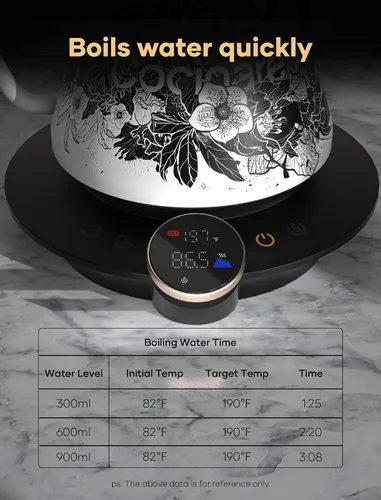 Vista 6 de Cocinare Hervidor eléctrico de cuello de cisne, control preciso de temperatura de ±0.5 °F, calentamiento rápido de 1500 W, café y té, acero Blossom