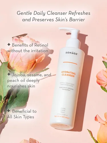 Vista 2 de SONAGE Limpiador facial hidratante para todo tipo de piel Crema suave lavado facial y removedor de maquillaje con aloe, manzanilla y vitamina E