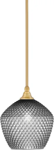 Vista 7 de Toltec Lighting Tallo Colgado Mini colgante, acabado de cobre negro, 3.5" cuadrado humo burbuja vidrio