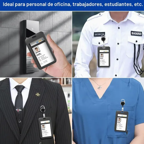 Vista 7 de JINEASY ID Paquete de 2 portadores de credenciales de plástico duro verticales para tarjetas de trabajo y tarjetas de acceso, uso intensivo, negro
