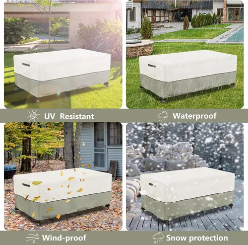 Vista 7 de Cubierta para Mesa de Café al Aire Libre, Cubierta de Mesa Lateral Pequeña de Patio Impermeable Rectangular, 36 x 24 x 16 pulgadas, 91 x 61 x 41 cm
