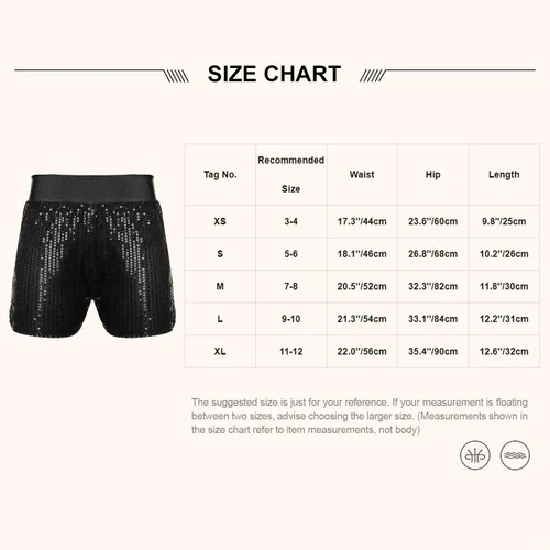 Vista 7 de Pantalones cortos de ballet para niñas y niños con lentejuelas con purpurina, hip hop, jazz, ballet, baile, yoga, gimnasio, pantalones cortos