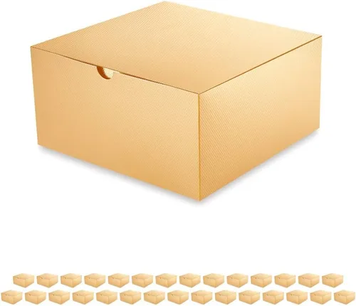 Vista 10 de PACKQUEEN Cajas de regalo de Navidad color dorado champán, paquete de 10 unidades de 6 x 6 x 4 pulgadas, cajas de regalo pequeñas con tapas, cajas