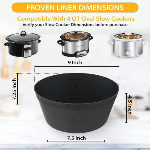 Vista 2 de FROVEN Forro de silicona para olla de cocción lenta Crockpot de 4 cuartos de galón, compatible con olla de cocción lenta, Hamilton Beach
