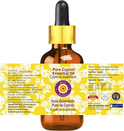 Vista 2 de Greenwood Essential Aceite esencial de cipriol puro (Cyperus scariosus) con cuentagotas de vidrio de grado terapéutico natural destilado al vapor