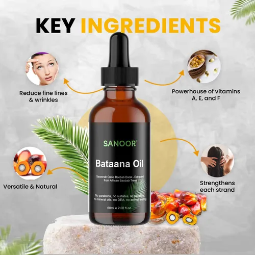 Vista 4 de SANOOR Aceite de batana africana, 100% puro y prensado en frío, fórmula orgánica de oasis de sabana para el cuidado del cabello, cuidado de la piel