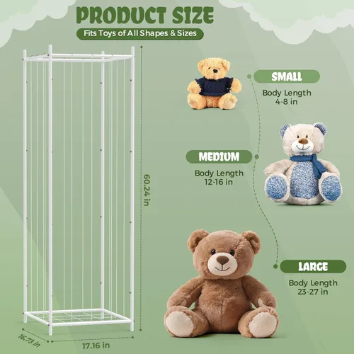 Vista 3 de Almacenamiento de animales de peluche de metal, organizador de juguetes de peluche duradero estilo zoológico, soporte extra grande para animales