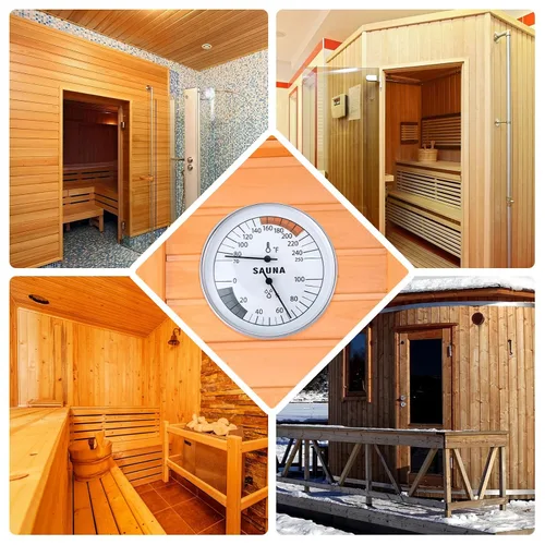 Vista 7 de Termómetro de sauna 2 en 1, higrómetro Fahrenheit, medidor de temperatura de humedad interior, monitor para sala de vapor infrarrojo, baño, spa