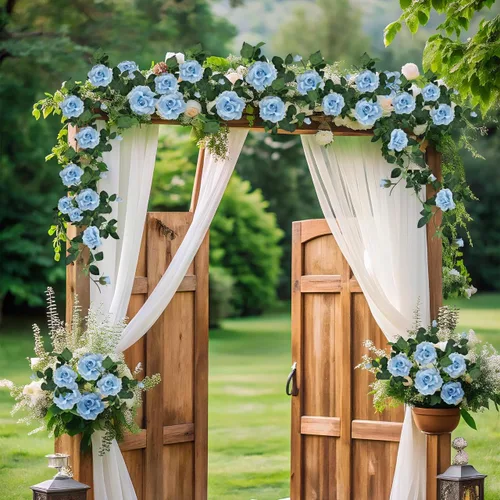Vista 7 de ZIFTY 5 guirnaldas de flores azules de 32.5 pies, enredaderas de flores falsas, guirnalda floral artificial para colgar hiedra rosa para decoración