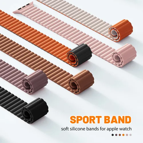 Vista 4 de BXUXOHS - Bandas deportivas magnéticas para Apple Watch de 40mm, 38mm, 41mm, 42mm, 44mm, 45mm, 46mm, iWatch para mujeres y hombres, correa