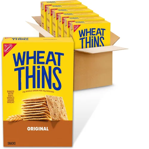 Vista 19 de Wheat Thins Galletas con un toque de sal, bajas en sodio, galletas integrales de trigo, paquetes a granel, 6 cajas de 8.5 onzas cada una Galletas