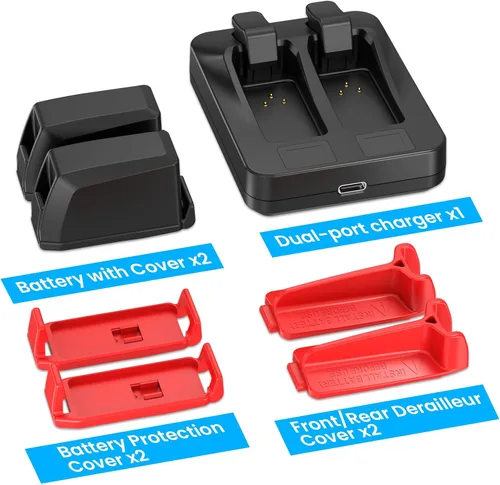 Vista 6 de Paquete de 2 baterías de repuesto de 400 mAh con cargador de doble puerto para SRAM eTap AXS