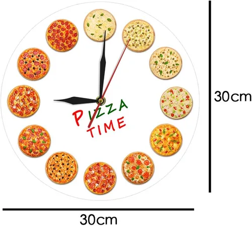 Vista 2 de The Geeky Days Diferentes gustos Pizza Time Reloj de pared de cuarzo silencioso moderno Italia sueños cocina decoración del hogar estilo napolitano