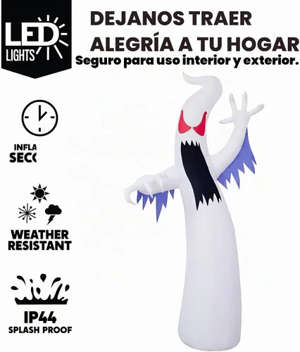 Vista 3 de Joiedomi Inflables de Halloween de 12 pies de alto, decoración de Halloween inflable para exteriores, fantasmas inflables para patio con LED