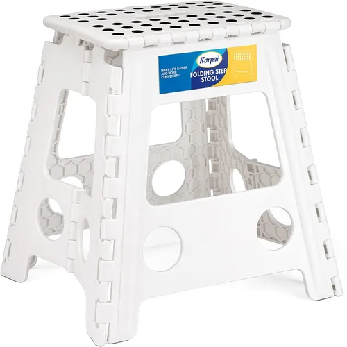 Vista 20 de Korpai Taburete plegable de 9 pulgadas para adultos, niños, taburetes plegables antideslizantes con mango portátil, taburete plegable de plástico