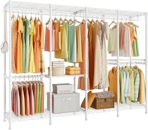 Vista 9 de ULIFHOME H41 - Perchero de ropa resistente, perchero para colgar ropa, extra grande, portátil, independiente, 78.5 pulgadas de ancho x 15.8 pulgadas