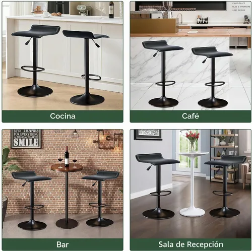 Vista 7 de Vogue Furniture Direct - Juego de 2 taburetes de bar ajustables, taburetes de bar giratorios de cuero sintético con elevación, silla de bar sin