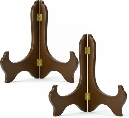 Vista 9 de Tatuo Paquete de 2 soportes de madera para exhibir, soporte de exhibición de platos, caballetes de soporte para marcos de fotos, soporte de arte