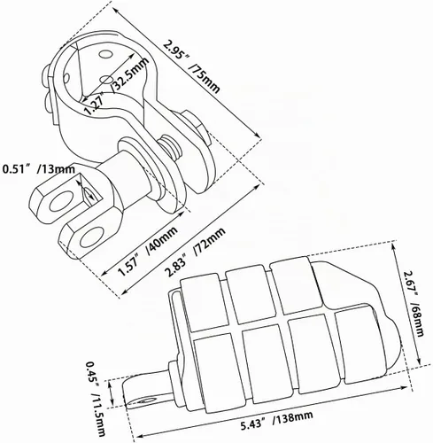 Vista 6 de FOVPLUE 1", 1.25" Estribos de autopista ajustables con abrazadera de 3 piezas para modelos Harley Touring Softail Dyna Sportster con protector