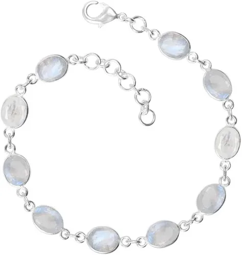Vista 11 de Pulsera de piedras preciosas, pulsera ajustable con superposición de plata para mujeres y niñas, regalos de Navidad