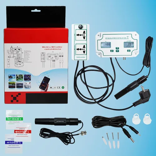 Vista 3 de Monitor inteligente 3 en 1 de pH, EC y temperatura de calidad del agua con control de aplicaciones: probador continuo en línea para hidroponía