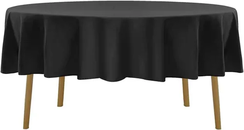 Vista 2 de Mantel redondo de 70 pulgadas de poliéster, lavable, decorativo, para bodas, fiestas, comedor y banquetes