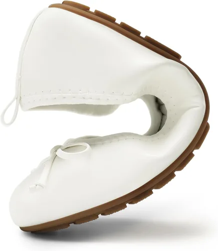 Vista 8 de DREAM PAIRS Bailarinas plegables con lazo para mujer Blanco