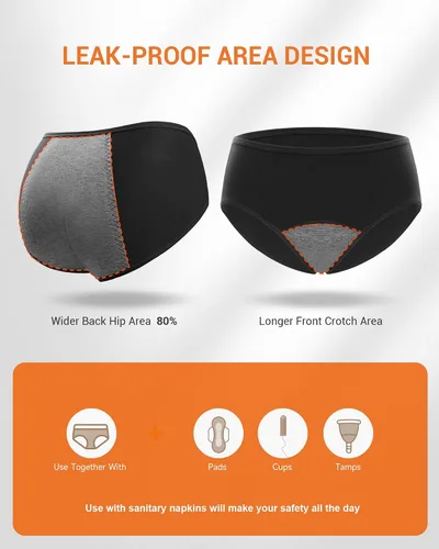 Vista 5 de RUIXUE Womens Period Underwear Heavy Flow Menstrual Period Panties Leak-Proof Hipster Panty for Female Teens Girls 3 Pack