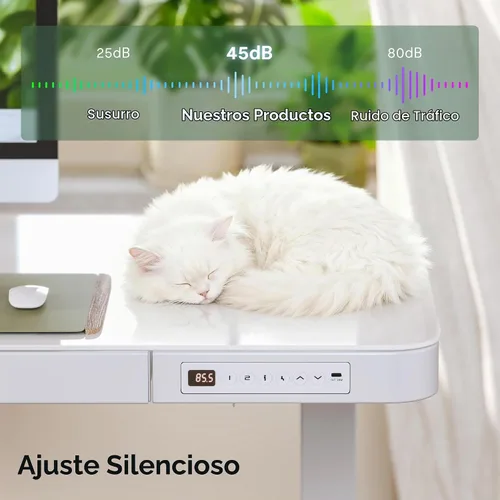 Vista 6 de FLEXISPOT Comhar - Escritorio de pie eléctrico de cristal puro con cajones, escritorio y puertos de carga USB, escritorio ergonómico de altura