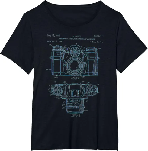 Vista 23 de Fotografía amante regalo cámara vintage esquema camiseta Negro