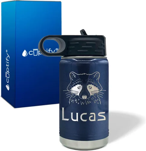 Vista 118 de Cuptify Botella de agua para niños personalizada con nombre en botella de agua aislada con anillo brillante verde de 12 onzas Verde brillante