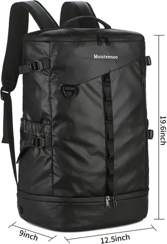 Vista 7 de Mouteenoo Mochila de viaje con compartimento para zapatos para gimnasio, deportes, senderismo, mochila resistente al agua para hombres y mujeres