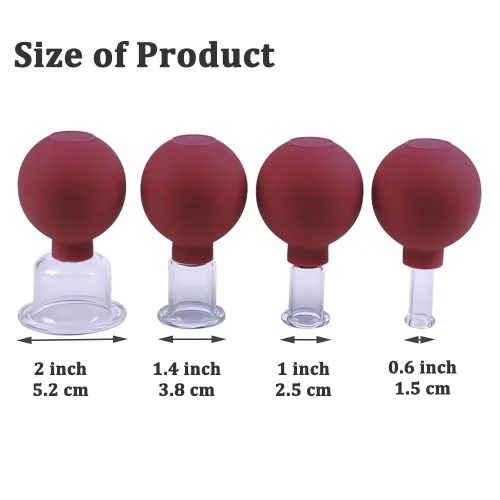 Vista 6 de FeelFree Sport Juego de ventosas faciales de vidrio, 4 piezas de silicona con succión al vacío, tazas de masaje facial anticelulitis
