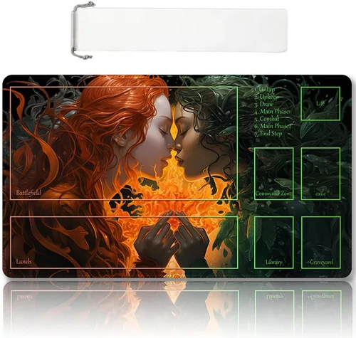 Vista 14 de Tapete de juego MTG cosido de alta calidad con zonas y parte trasera de goma antideslizante, tapete de juego TCG para MTG y otros juegos de cartas