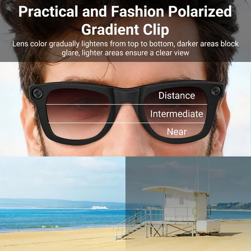 Vista 4 de HiBloks Transition/Gradient Polarized Clip-On Lens for RayBan Meta Wayfarer UV Protection Clip-On Lenses Matte/Shiny Accessories for Ray-Ban Meta