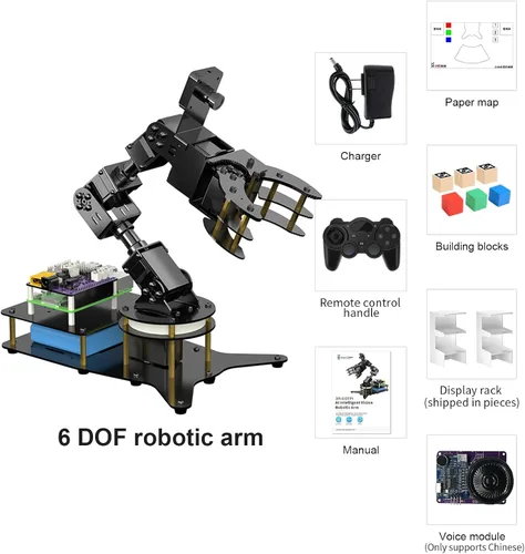 Vista 8 de Brazo robot 6DOF para Raspberry Pi 4B, kit de brazo robótico Python programable de escritorio AI Vision con cámara para adultos
