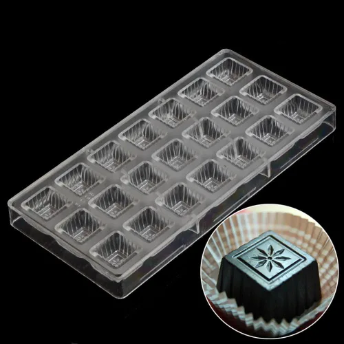 Vista 4 de Molde de policarbonato para chocolate, molde de caramelo de bricolaje, utensilios para hornear de plástico duro transparente, herramientas de 1