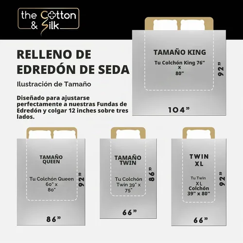 Vista 4 de Edredón/Colcha/Manta/Relleno de Edredón de Seda Lavable a Máquina para Verano - Relleno de Seda, Funda de Algodón Premium - Lujoso, Ultra Suave