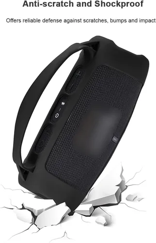 Vista 2 de Funda de silicona para altavoz Bluetooth portátil JBL Charge 5 Wi-Fi/Charge 5, funda protectora con asa y correa para el hombro, accesorios
