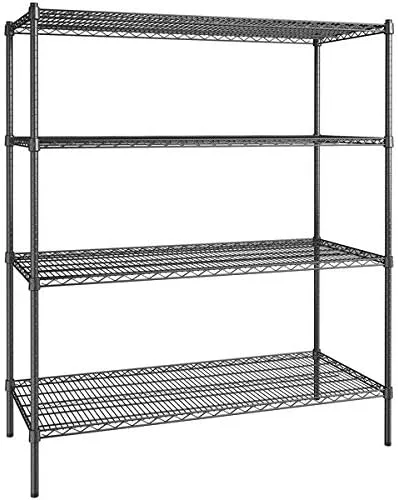 Vista 99 de Kit de 4 estantes de epoxi verde NSF de 21 x 72 pulgadas con postes de 86 pulgadas, estantería de almacenamiento resistente, kit de estantería